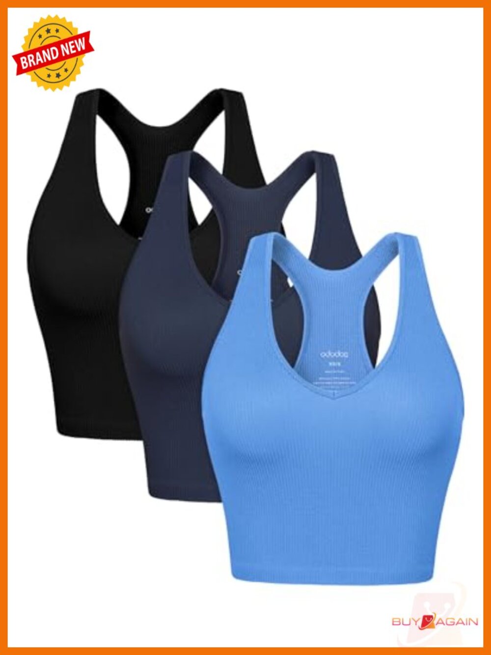 Seamless Racerback Crop Tank Top Ribbed Knit Soft Yoga Workout Top